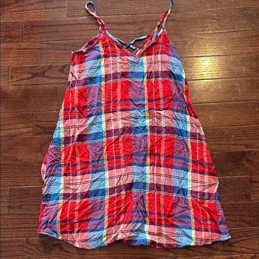 Plaid Dress in Red and Blue